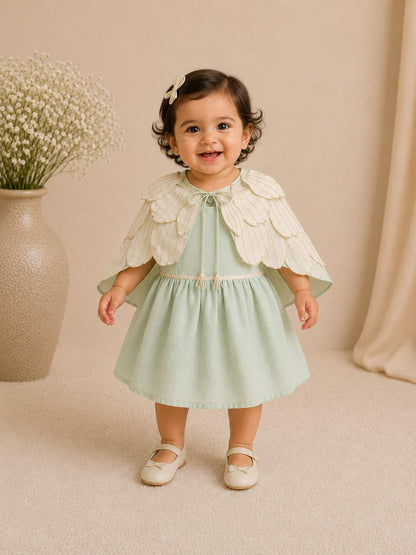 Handmade  tissue petal shrug and dress for infant girls