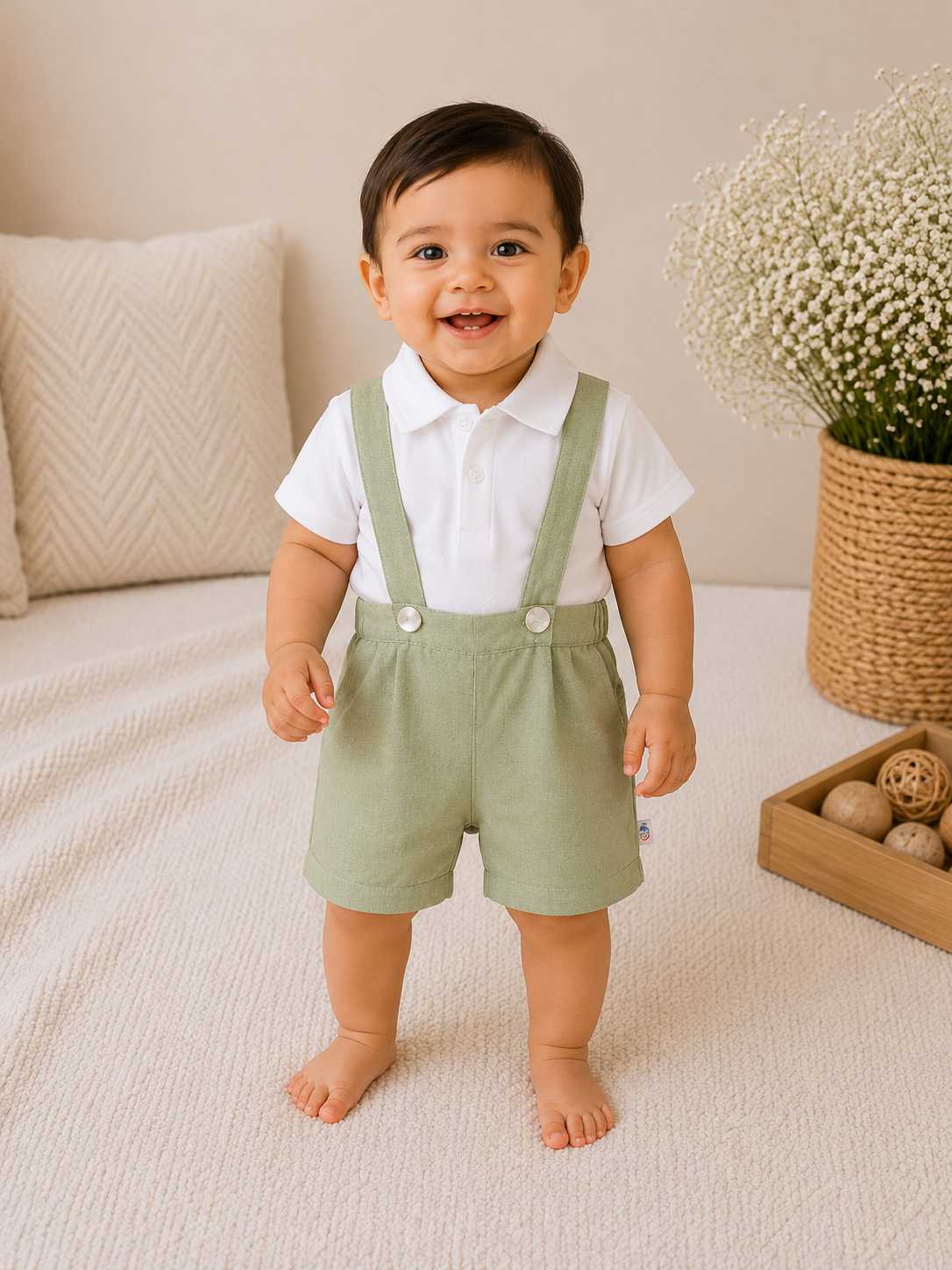 Spring baby boys dungaree set