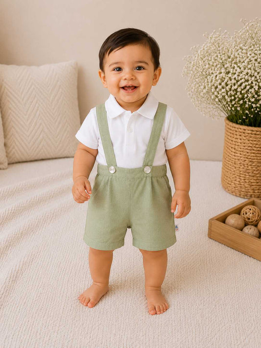 Spring baby boys dungaree set