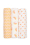 Set of 3 printed yellow orange swaddles