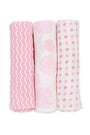Set of 3 printed pink peach swaddles