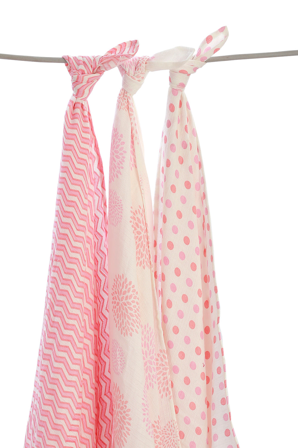 Set of 3 printed pink peach swaddles