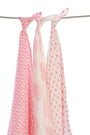 Set of 3 printed pink peach swaddles