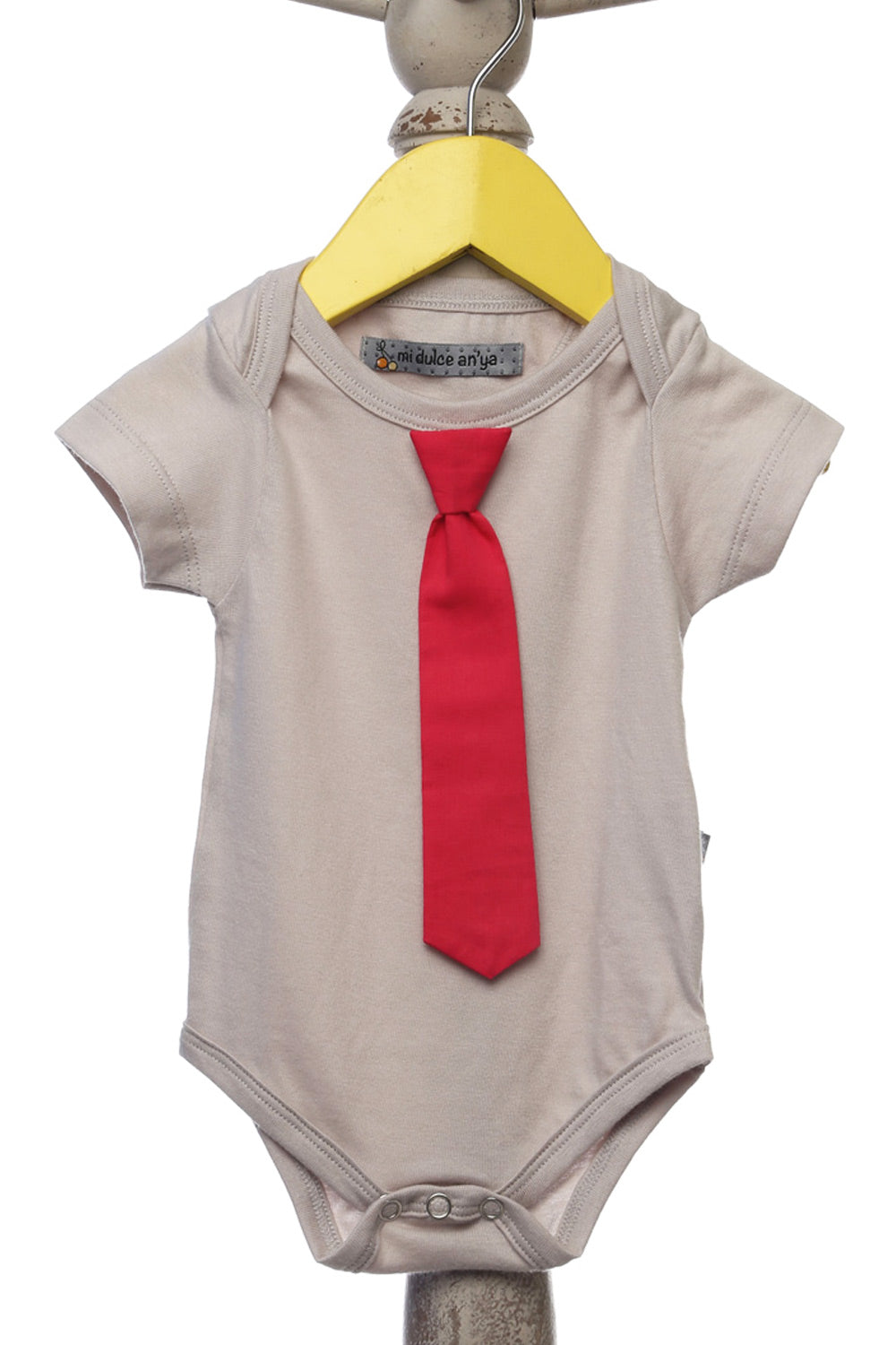 onesie-with-hot-pink-detachable-tie-grey-color-for-baby-boy