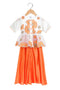 Tangerine floral peplum blouse and flared palazzo for girls