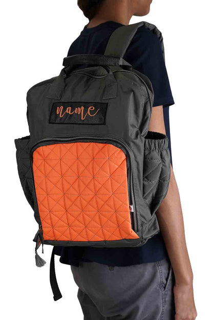 Customized Grey and orange Baby diaper backpack