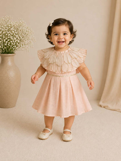 Handmade  tissue petal capelet and dress for infant girls