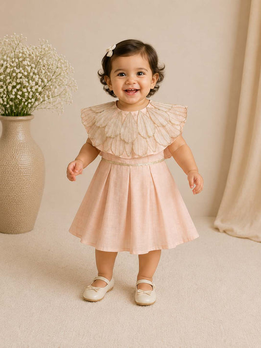 Handmade  tissue petal capelet and dress for infant girls