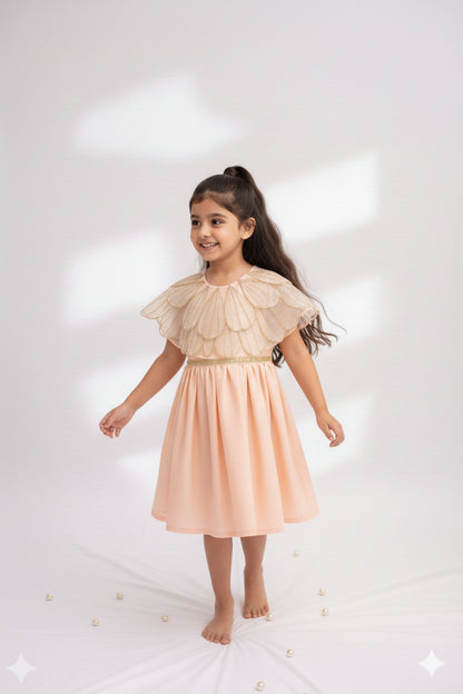 Handmade tissue petal capelet and dress