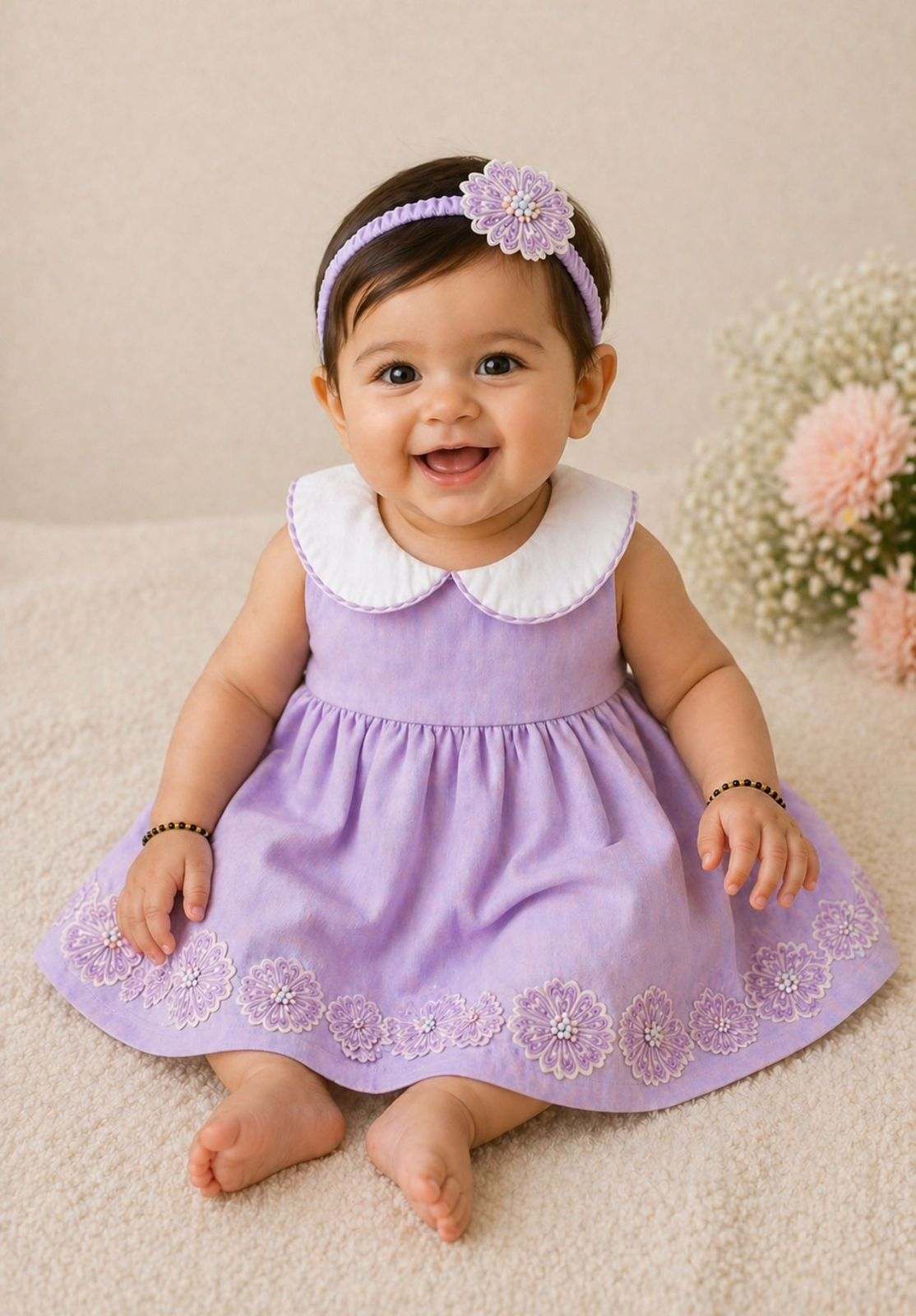 peter pan collar dress for baby girls-1