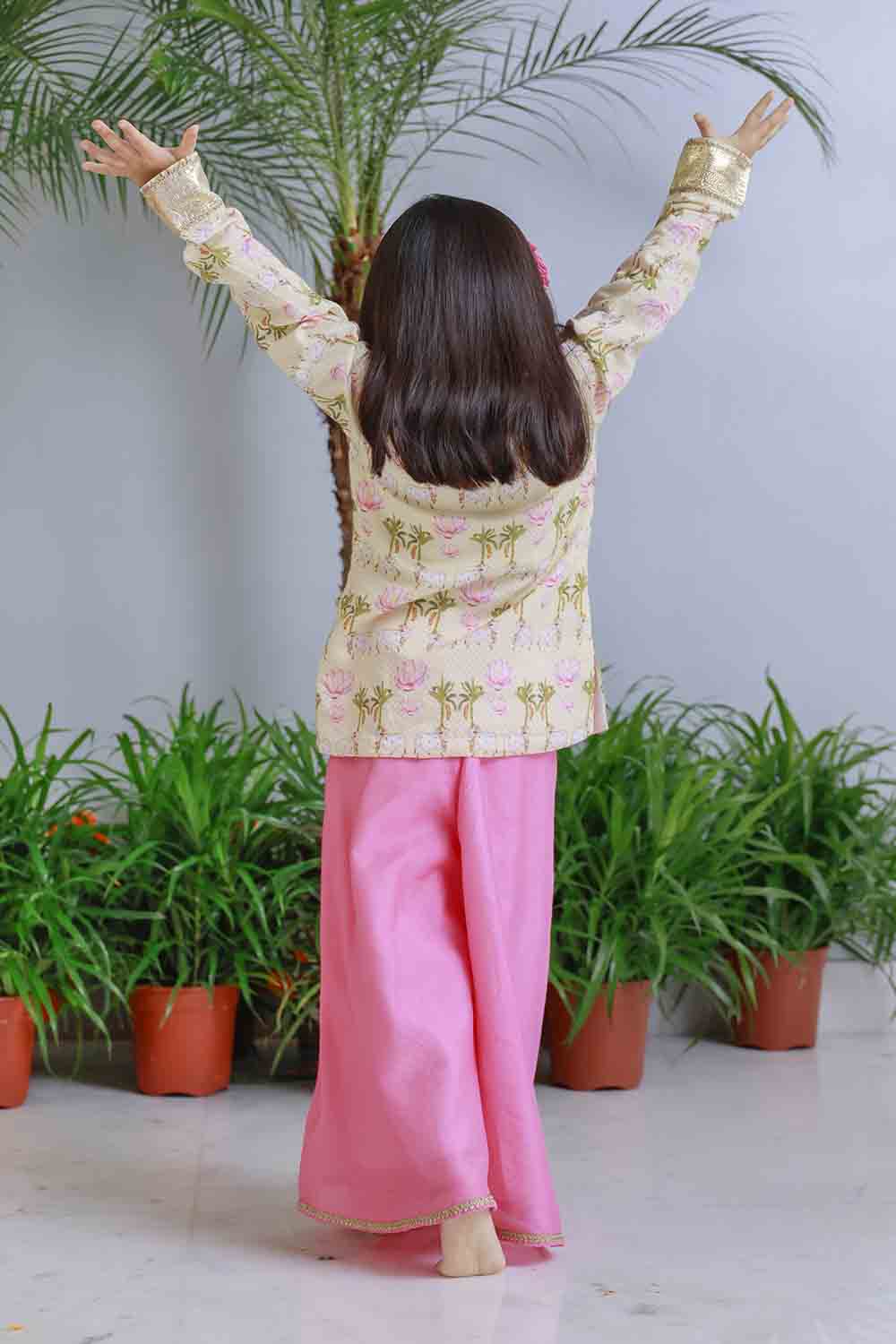 Pichwai print blazer palazzo set for infant girls