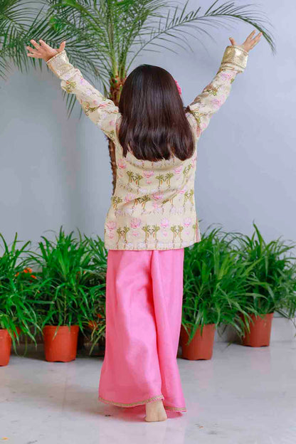 Pichwai print blazer palazzo set for infant girls
