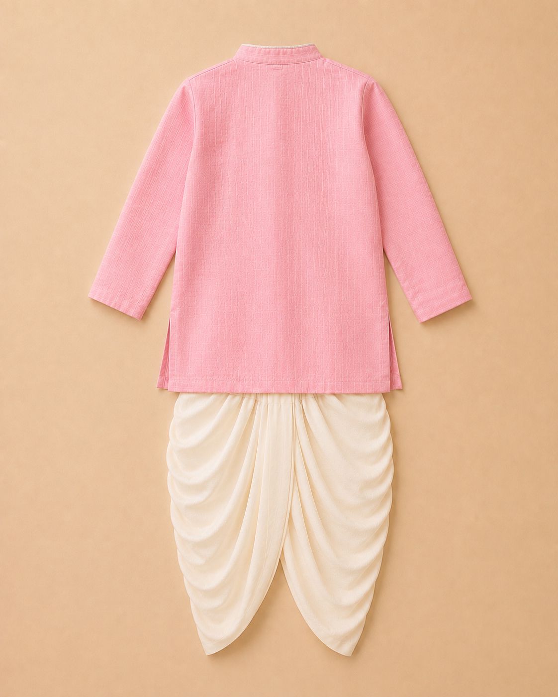 Pink pintuck kurta set for boys