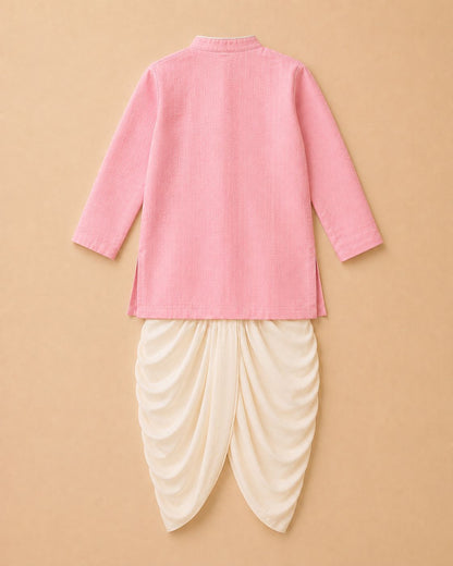 Pink pintuck kurta set for boys