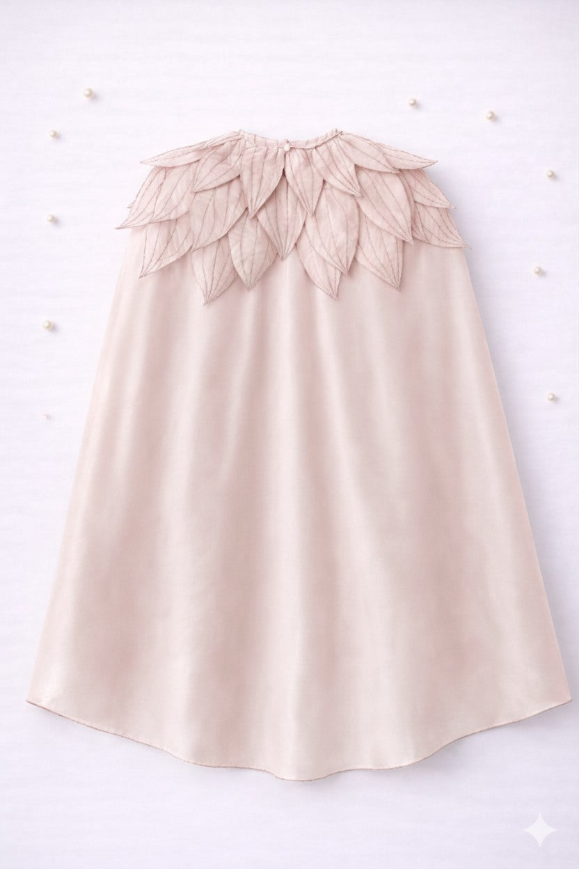 Handmade pink tissue petal cape and dress