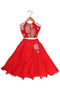 Red floral embroidered lehnga for girls