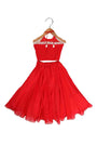 red halter floral embroidery lehnga-2