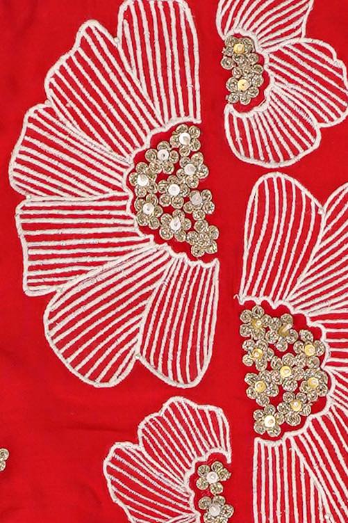 red halter floral embroidery lehnga-3
