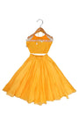 saffron halter floral embroidery lehnga-2