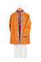 Saffron mirror embroidered sherwani set for boys