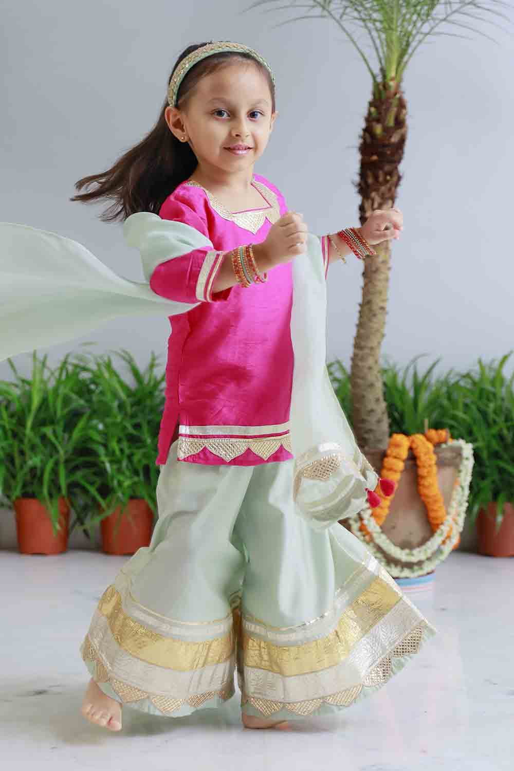 Heavy Gota palazzo set for infant girls