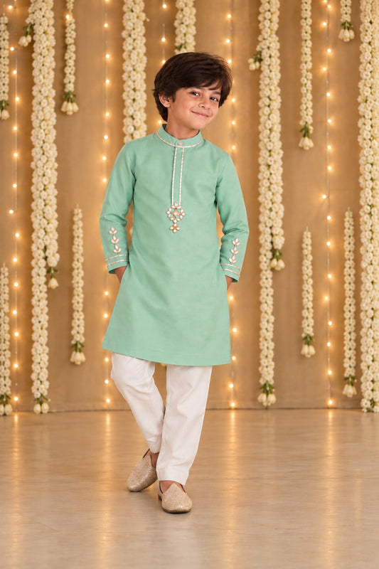 Seagreen Gota kurta set for infant boys