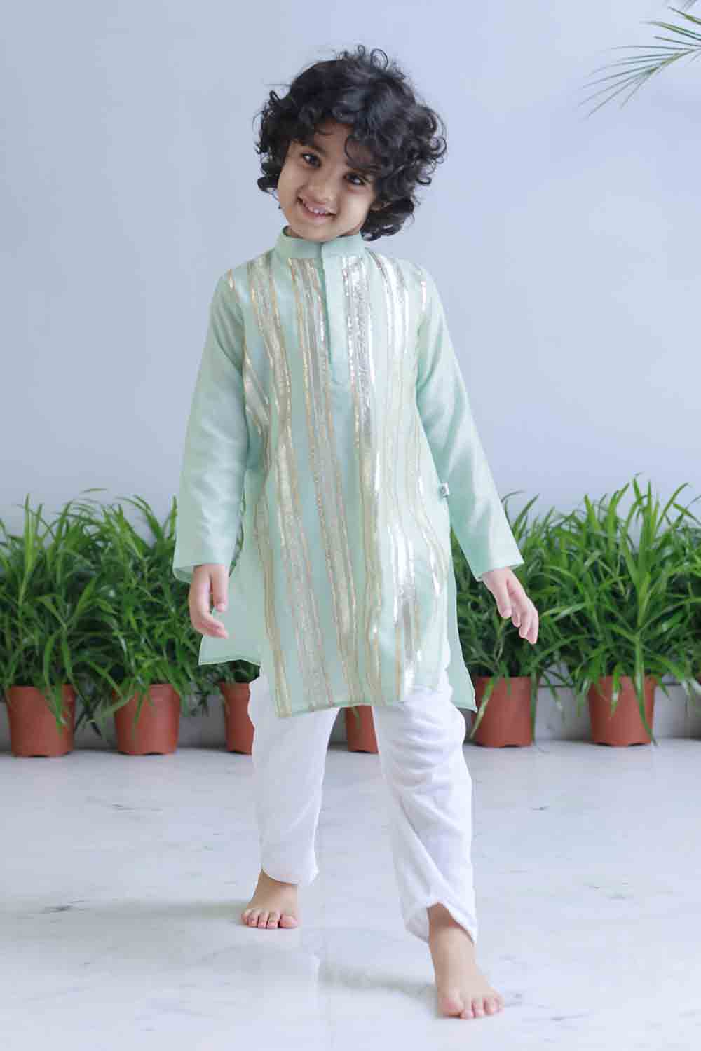 Gota embellished kurta set for infant boys