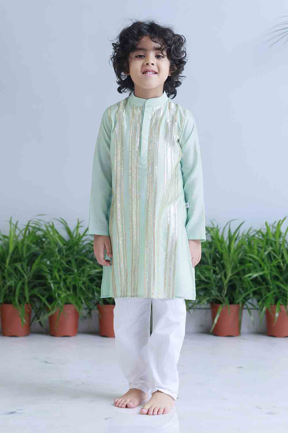 Gota embellished kurta set for infant boys