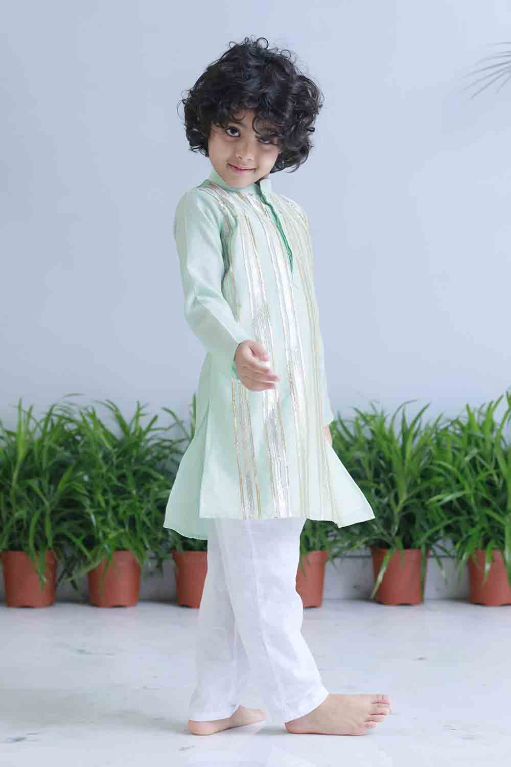 Gota embellished kurta set for infant boys