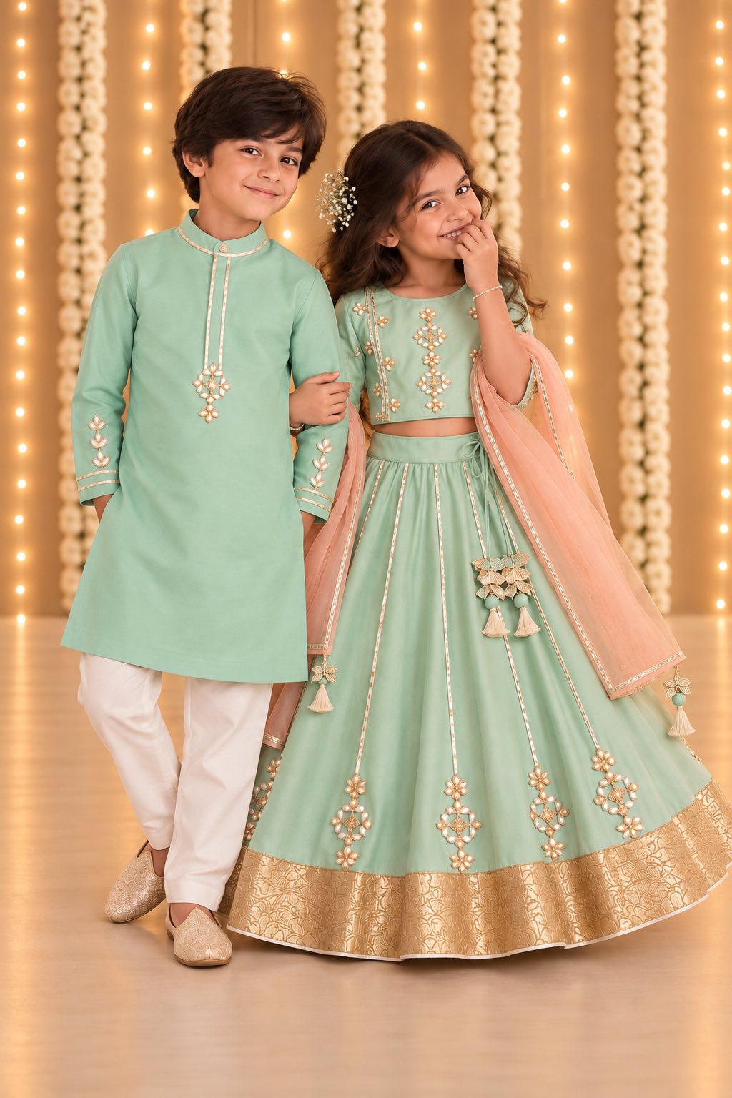 Seagreen Gota kurta set for infant boys