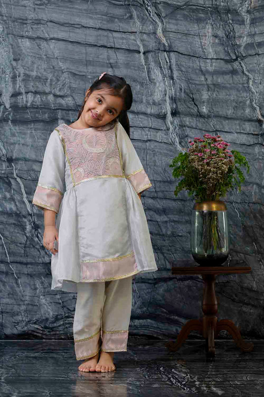 Constellation embroidered tissue kurta set