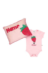 Customized berry baloon romper and cushion set