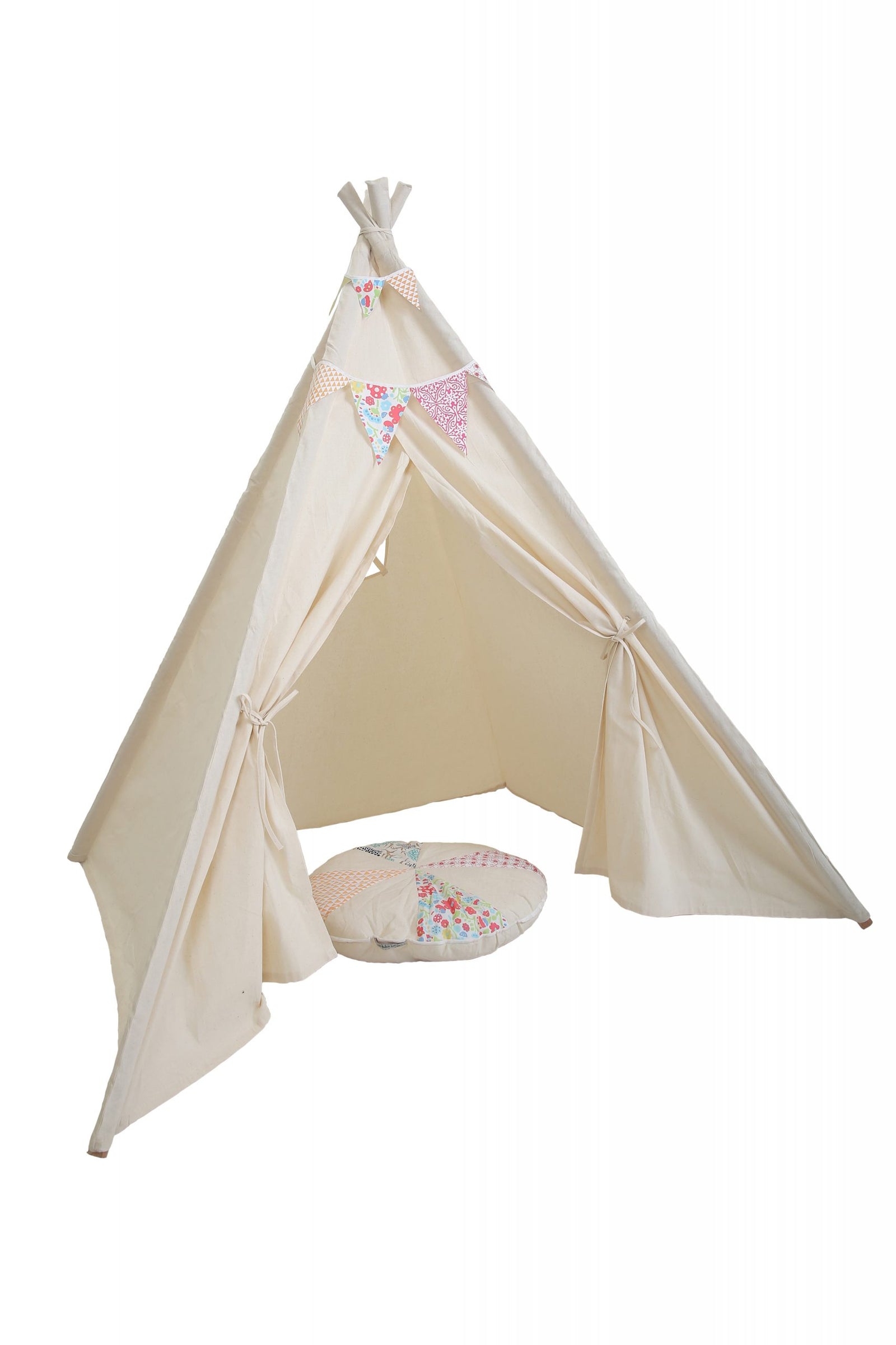 Cream, pretend play tee pee with matching bunting