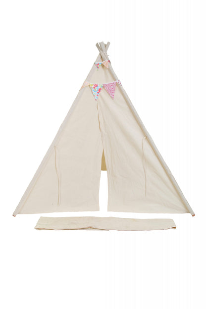 Cream, pretend play tee pee with matching bunting