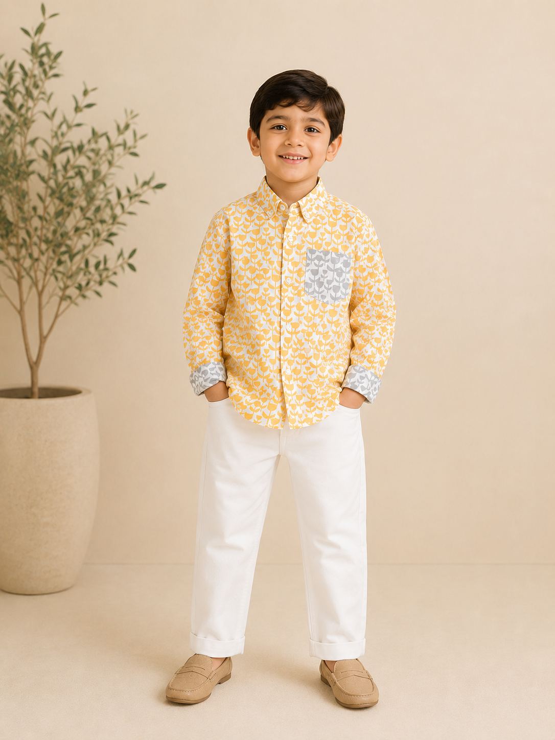 Tulip print full sleeve shirt for boys